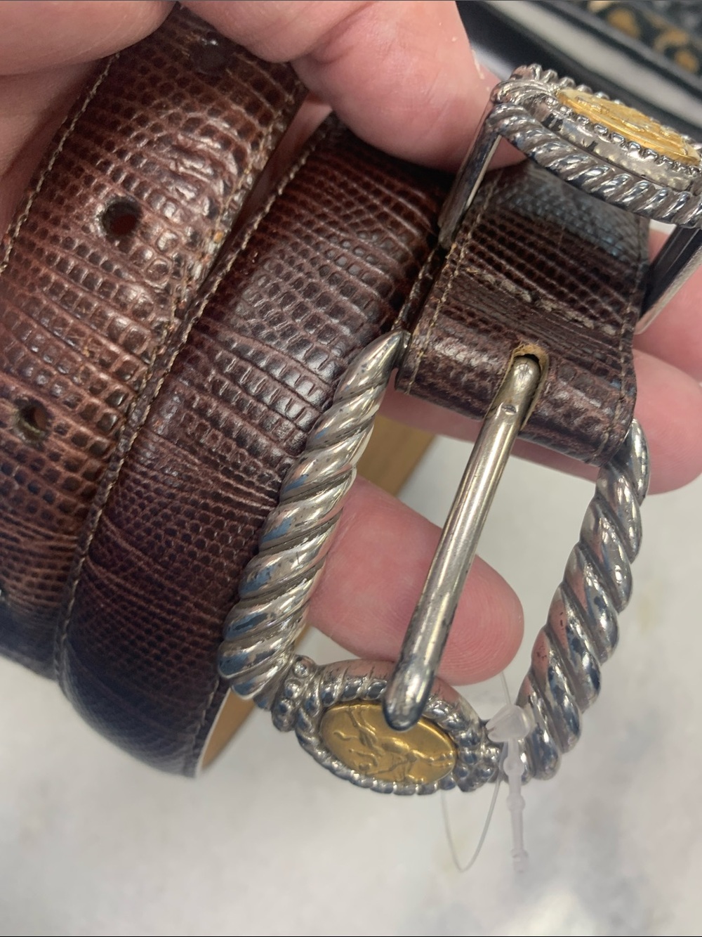 Brighton Brown Leather Belt with Gold & Silver Accents - Picture 4 of 8
